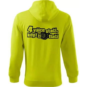 Pánská mikina 4 válce stačí když ti turbo tlačí - Mikina s kapucí na zip trendy zipper - L ( Limetková )
