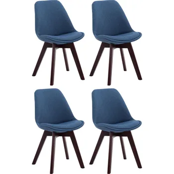 Barová židle LRCZ Sada 4 látkových židlí pro hosty Borneo V2 Barva: Zelená, Barva rámu: ořech