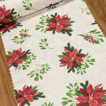 ubrus Ubrusovina vánoční / štola teflonová úprava, 25R5096-003 VÁNOČNÍ RŮŽE, červená, š.38cm (metráž)