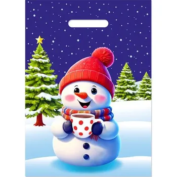 Dárková taška Mikulášská taška 25 × 35 cm bílá - Sněhulák