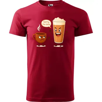 Pánská móda Sablio Tričko s potiskem Sorry, I´m latte - červené 4XL