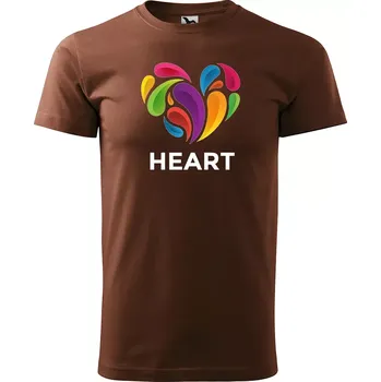 Sablio Tričko s potiskem Barevné srdce - hnědé S