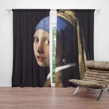 Závěs Sablio Závěs Dívka s perlou - Johannes Vermeer: 2ks 140x250cm