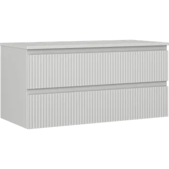 Koupelnový nábytek Mexen Rivel koupelnová skříňka pod umyvadlo 100 cm s deskou, 2 zásuvky, drážkovaná, šedý mat - 91A20-10047-2-BFFC62 Koupelnové skříňky