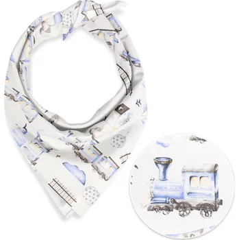 Dětský bavlněný šátek Sandra SA-690 Modré vláčky s letadýlky na bílém 55 x 55 cm