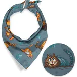 Dětský bavlněný šátek Sandra SA-705 Kočičí parta na tmavě šedomodrém 70 x 70 cm