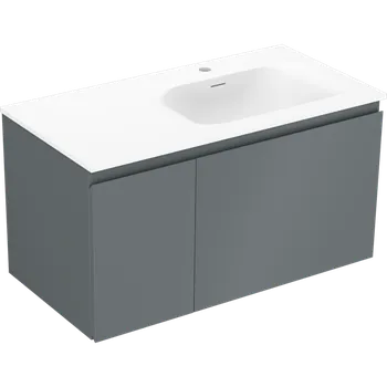 Koupelnový nábytek Mexen Orio koupelnová skříňka 90 cm s umyvadlem Vela pravým, 1S, 1D, grafit mat/bílá mat - 91A13-09047-3-BBFF66-W23P01 Skříňky s umyvadlem