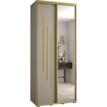 Šatní skříň Šatní skříň s posuvnými dveřmi a zrcadlem Dakota 9 110 45 hloubky - Abiks Meble Kašmírová / Zlatá 110x235.2 cm