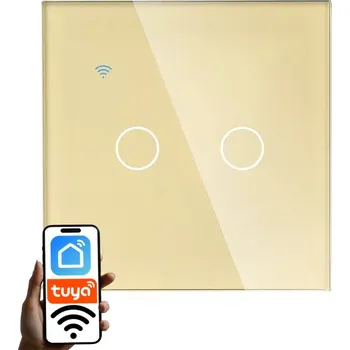 vypínač DVOJITÝ ZLATÝ SKLENĚNÝ WIFI VYPÍNAČ SVĚTLA TUYA SMART FI60