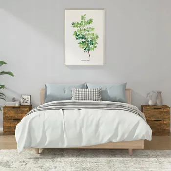 Noční stolek Noční stolky, 2 ks, kouřový dub, materiál d