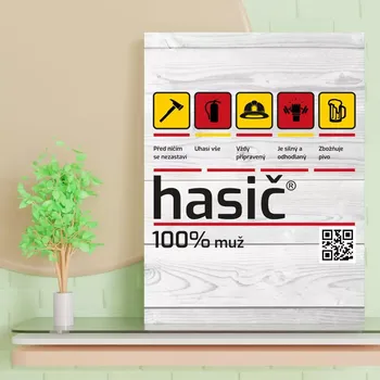 Plechová cedule Sablio Dárková cedulka Hasič: 30x40 cm