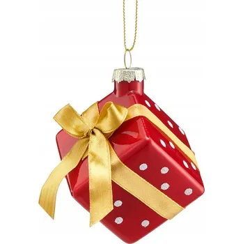 Vánoční dekorace VILLA ITALIA Červená Vánoční Koule DÁREK stuhou 5 cm