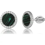 JVD stříbrné peckové náušnice na šroubek s malachity SVLE0959SH2ZESR