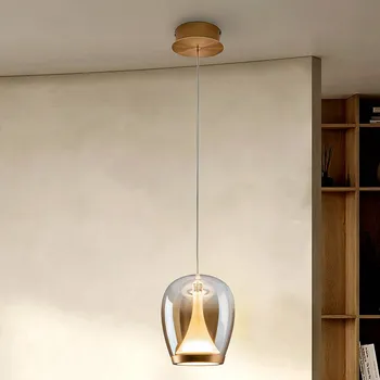 Schuller Valencia Závěsné světlo LED Suspiro, Ø 18 cm, zlatá/jantarová, sklo - Stříška – Ø 12 cm, výška 5 cm zlato, jantar, bílá LED 15 W celkem - Doprava zdarma