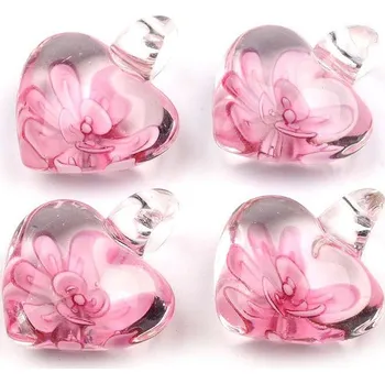 Náramek Skleněný přívěsek srdce 21x21 mm, malé, 7 pudrová