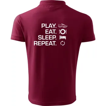 Pánská košile Play Eat Sleep Repeat fotbal - Polokošile pánská Pique Polo 203 - 4XL ( Garnet )