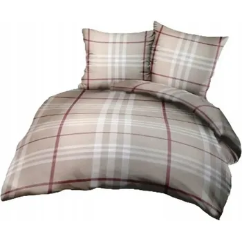 Povlečení Krepové povlečení 160x200 béžové krémové kostkované D363-4 Kora 23