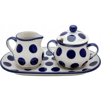 Cukřenka Dezertní komplet Cukřenka Mlékovka Ceramika Artystyczna Bolesławiec 0036