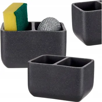 Obraz Organizér na houbičku na nádobí, jednoduchý, šedý, polyresin (9