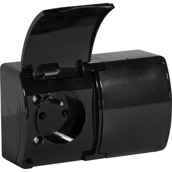 Elektrická zásuvka Elektrická Zásuvka hermetická Viplast černá