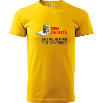 Pánské tričko Sablio Tričko s potiskem Jsem sekretář, taky máš nějakou superschopnost? - žluté 2XL