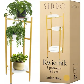 Stojan na květiny DRŽÁK NA KVĚTINÁČ STOJÍCÍ KOVOVÝ STOJAN NA KVĚTINY ROSTLINY KVĚTINÁČE 3 POLICE