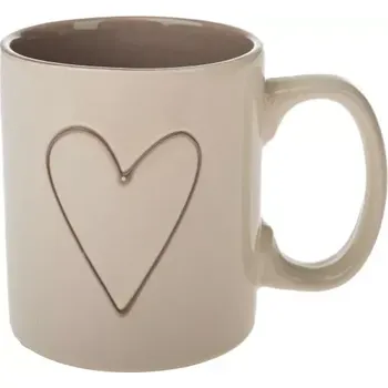 Keramický hrnek se srdcem béžový (Keramický hrnek srdce)