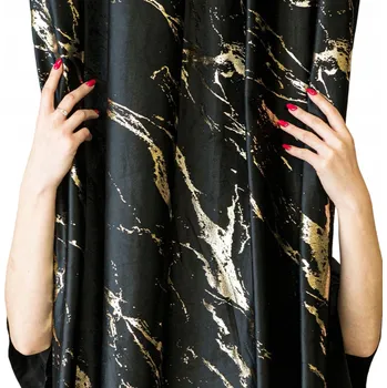 Obraz MARMA hotový závěs na kroužcích 140x250 cm, barva černá se zlatou