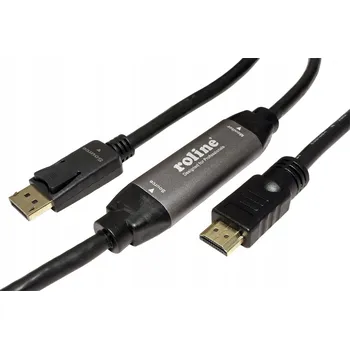 Video kabel Kabelový adaptér Roline 7,5 m HDMI typu A – DisplayPort Černý