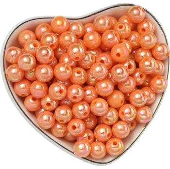 50 kusů 10 mm akrylové korálky Kulatý tvar Akryl Vhodné na náramky náušnice náhrdelníky Tvoření dekorací Výroba šperků Korálkování oranžová