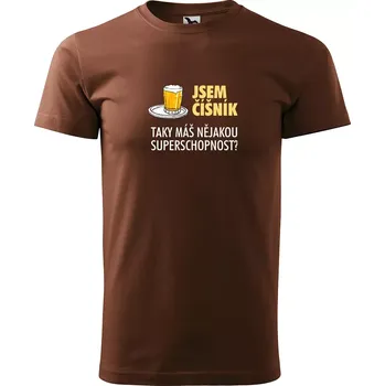 Sablio Tričko s potiskem Jsem číšník, taky máš nějakou superschopnost? - hnědé S