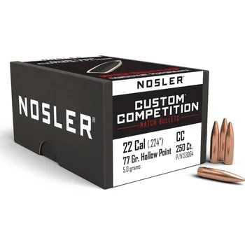 Příslušenství pro sportovní střelbu Střely Nosler Custom Competition HPBT .22 Cal., dia .224, 77grs (250 ks)