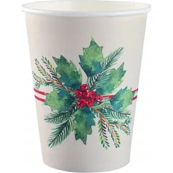 Party nádobí PAPÍROVÉ KELÍMKY VÁNOČNÍ KYTICE 270 ML 10 KS VÁNOCE SVÁTKY