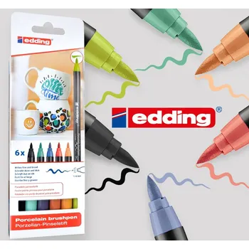 Vypalovací barva na PORCELÁN Fix (popisovač). Šířka 1-4mm sada svěží barvy 6x (č.1, 82, 245, 330, 550 a 857)