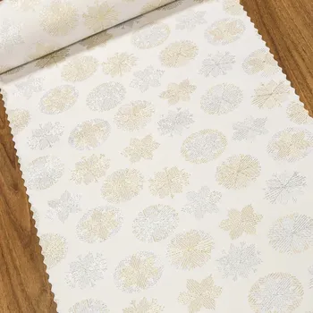 Ubrusovina vánoční / štola teflonová úprava, SNĚHOVÉ VLOČKY, zlatá / stříbrná, š.38cm (metráž)