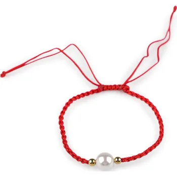 Náramek Náramek shamballa s perlou Varianta: 2 červená zlatá, Balení: 1 ks