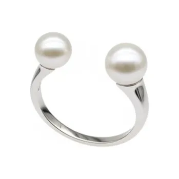 Prsten Stříbrný prsten s dvěma perlami - WHITE
