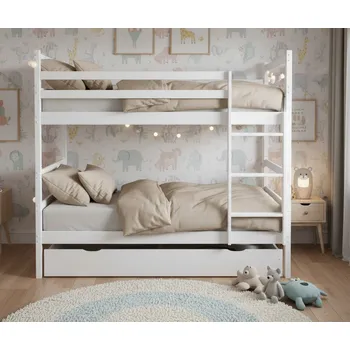 Postel Elvisia Dřevěná patrová postel MONEY se šuplíkem | bílá 80 x 180 cm