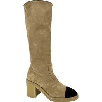 Těžké boty CHANEL Brown Suede Leather High Boots
