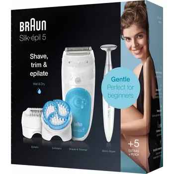 Holicí strojek DEPILÁTOR BRAUN Silk-epil 5 SensoSmart WET&DRY+ HOLICÍ STROJEK+ ZASTŘIHOVAČ+ 5 nástavců