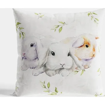 Povlak na dekorativní polštářek VELIKONOČNÍ ZAJÍČCI Dekorační povlak na polštář VELVET, 40x40 cm