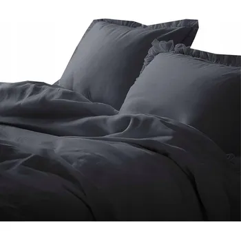 Povlečení JEDNOBAREVNÉ LOŽNÍ POVLEČENÍ S VOLANKY Detexpol 160x200CM 100% BAVLNA GRAFIT