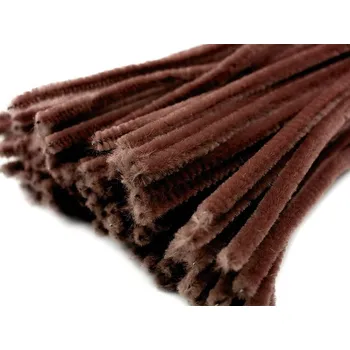 Chlupaté modelovací drátky 5 ks - průměr 6 mm, 30 cm, hnědá