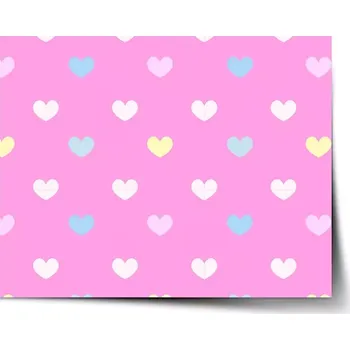 Plakát Sablio Plakát Srdce na růžové - 60x40 cm