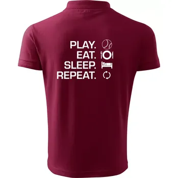 Pánská košile Play Eat Sleep Repeat tenis - Polokošile pánská Pique Polo 203 - L ( Garnet )