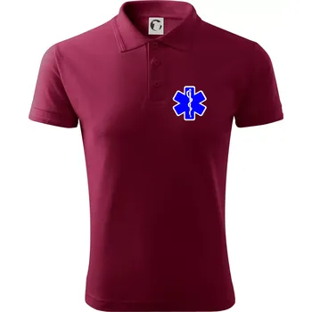 Pánská košile Rescue - Hvězda na prsu + nápis na zádech - Polokošile pánská Pique Polo 203 - 4XL ( Garnet )
