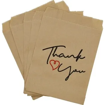 Dárková taška Papírové dárkové tašky 25 ks 13 x 18 cm Kraftové sáčky s nápisem Thank You Svatební a valentýnské taštičky na sladkosti světle hnědé