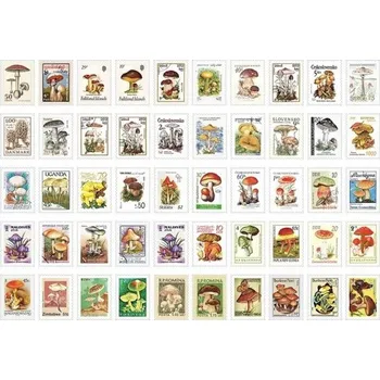 Sada 50 ks samolepek ve tvaru známek s motivy hub 30x40 mm pro kreativní projekty