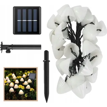 Venkovní osvětlení ZAPICHOVACÍ ZAHRADNÍ LAMPA VE TVARU HŘÍBKU SE SOLÁRNÍM PANELEM, TEPLÉ BÍLÉ LED, 5M