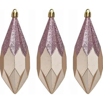 Obraz Sada 3 plastových baněk Diamanty 13,5 cm růžová 3263